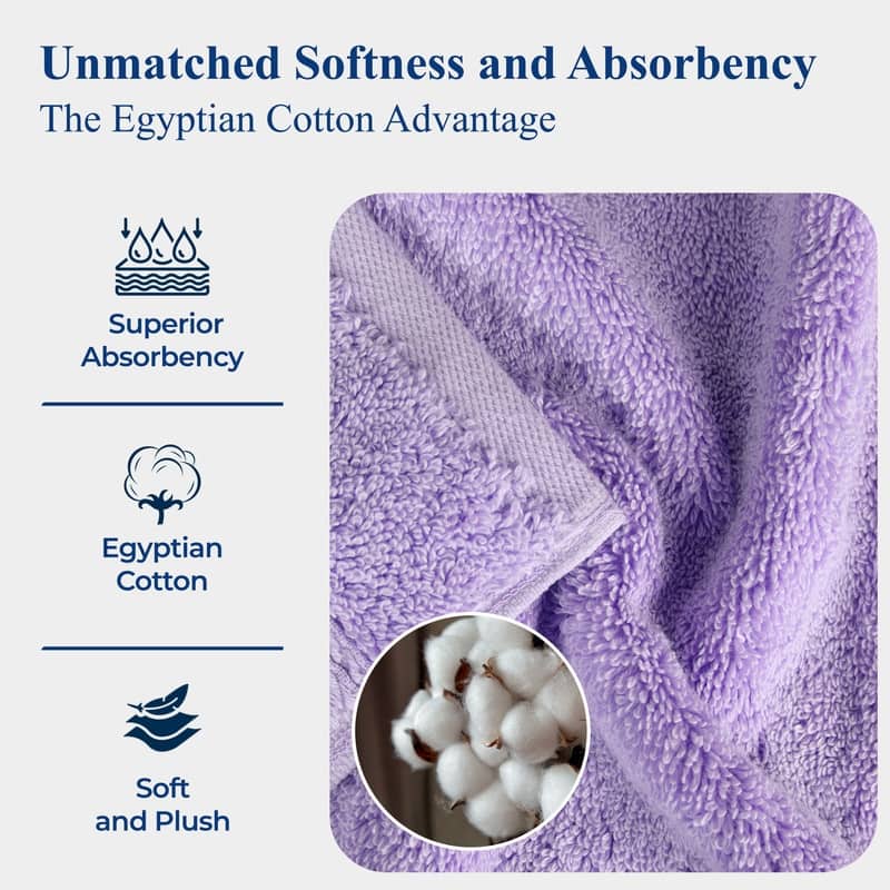 Superior Egyptian Cotton 8 Piece Towel Set Ultra Plush & Absorbent Bath, Hand & Face Towels, Heavyweight Spa Quality