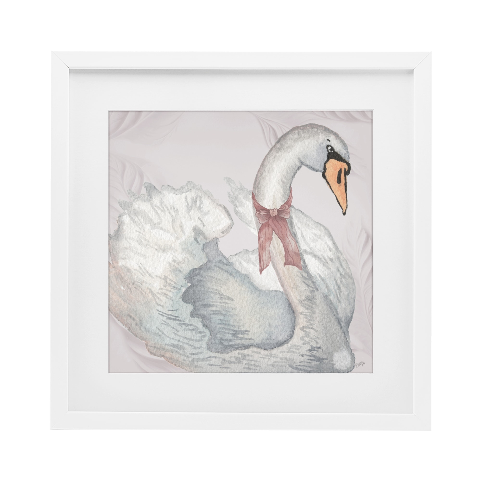 Stupell Subdued Classic Swan Under Glass Framed Design By Elizabeth Medley