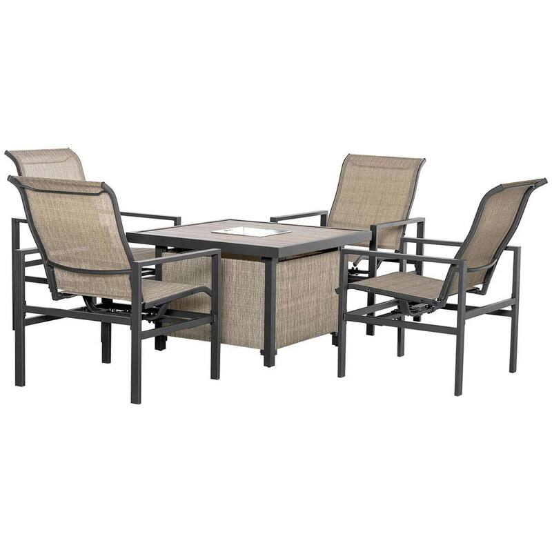 5-Piece Outdoor Dining Set, Chill Compartment, 4 Rocking Chairs
