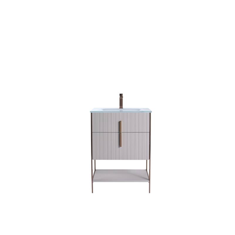 Fine Fixtures Serenity Modern Bathroom Vanity with White Glass Top