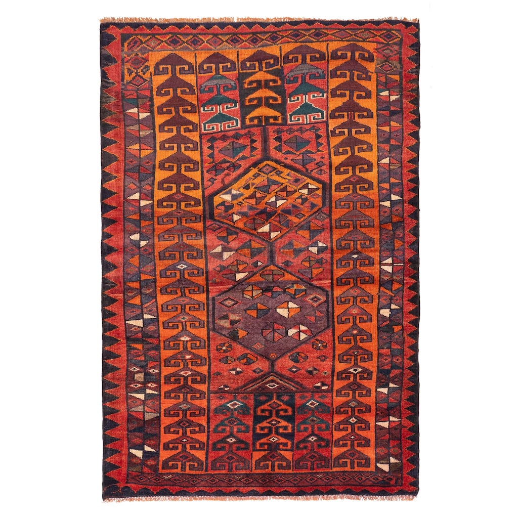 ECARPETGALLERY Hand-knotted Melis Vintage Red Wool Rug - 5'4 x 8'1