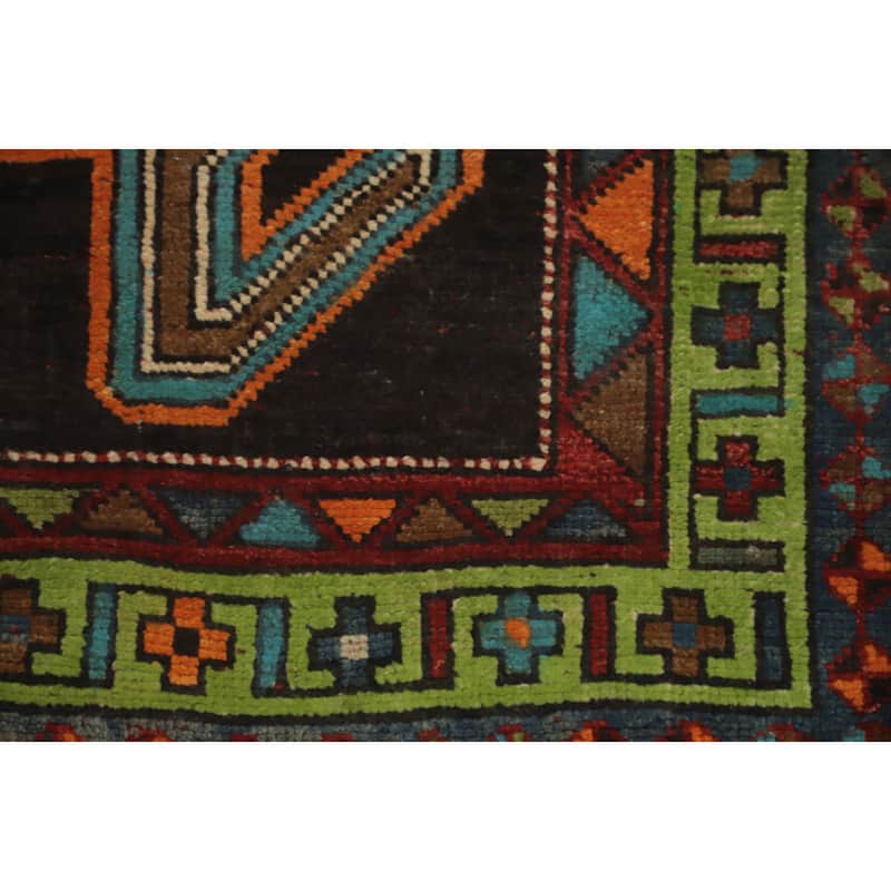 Hand Knotted Oriental 100% Wool Carpet Traditional Tribal Black Ardebil Runner Rug - 10' 0'' X 3' 7''
