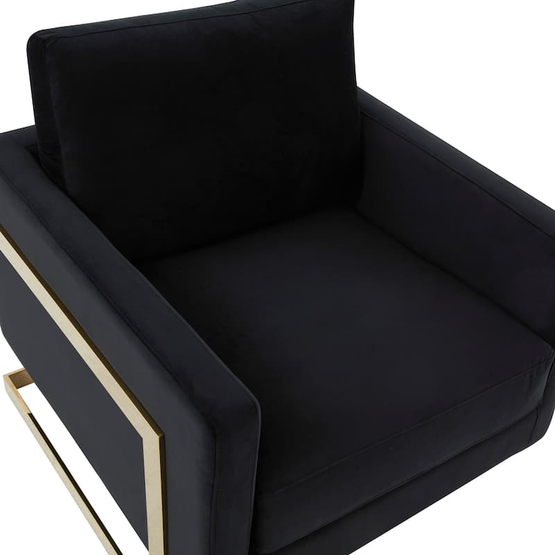 Lincoln Modern Velvet Upholstered Accent Designer Lounge Chair with Gold Frame for Living Room, Bedroom and Home Office - 34"