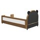 preview thumbnail 11 of 13, Twin Brown Upholstered Bed Daybed Frame with Bear Shaped Headboard, Hydraulic System & Breathable Mesh Fence for Boys Girls