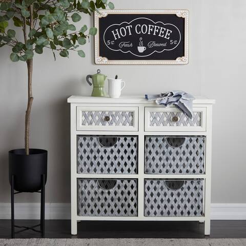 White or Black Metal Farmhouse Cabinet