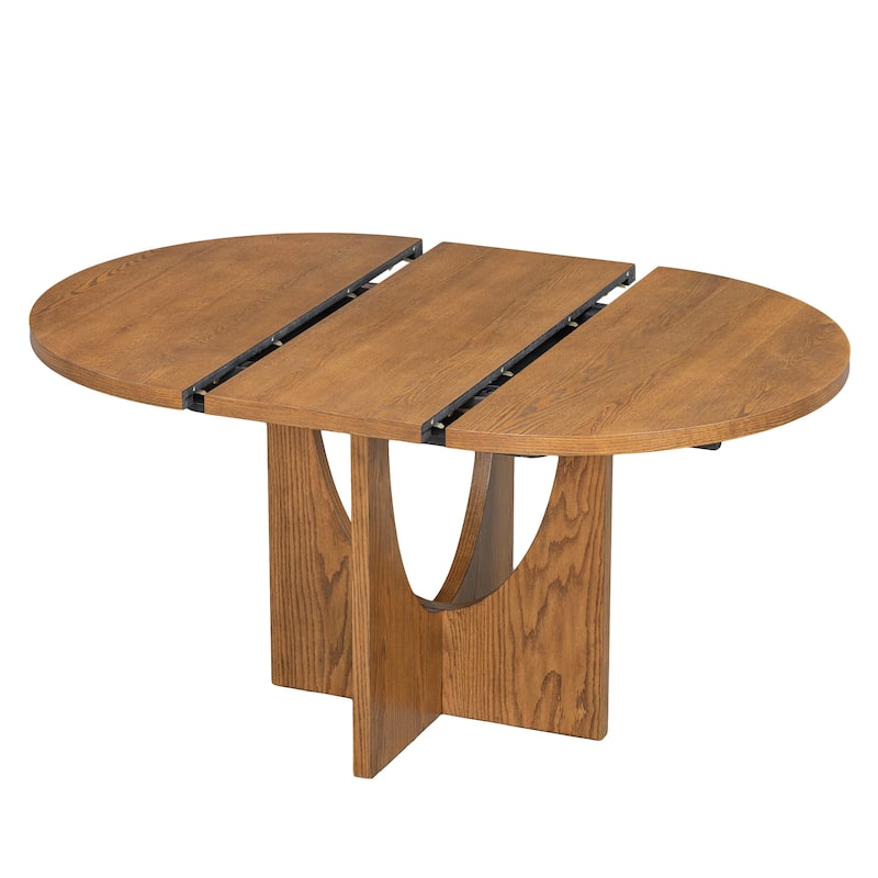 Modern 5-Piece Extendable Round Dining Table Set with Removable table board and Upholstered Backrest Chair for Dining Room