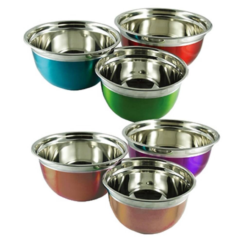 Your Choice Kitchen Asian Mixing Bowl Set, Stainless Steel (6 assorted colors)