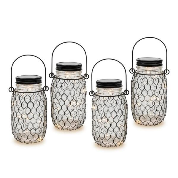 Shop Set Of 4 Clear Decorative Cylindrical Jars With Handle And