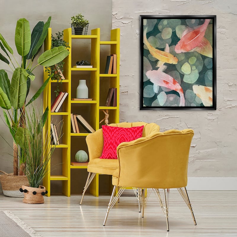 Stupell Watercolor Koi Aerial View Framed Floater Canvas Wall Art Design By Stephanie Fielden