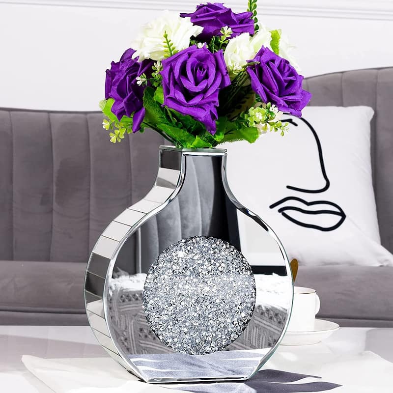 Flower Vase Mirrored Decorative Vase - Silver
