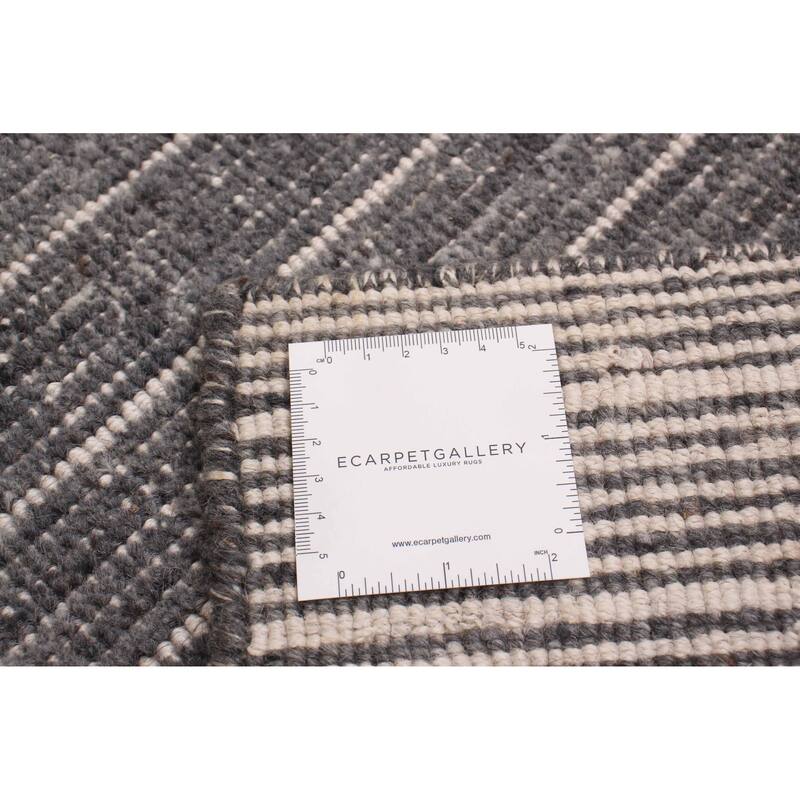 ECARPETGALLERY Braided Weave Kashkuli Gabbeh Grey Wool Rug - 8'2 x 9'6