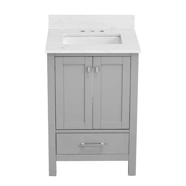 slide 2 of 11, Prismatica 24 in. Lunar Gray Vanity with Countertop & Splash, Single Sink Vanity & Three Hole Top