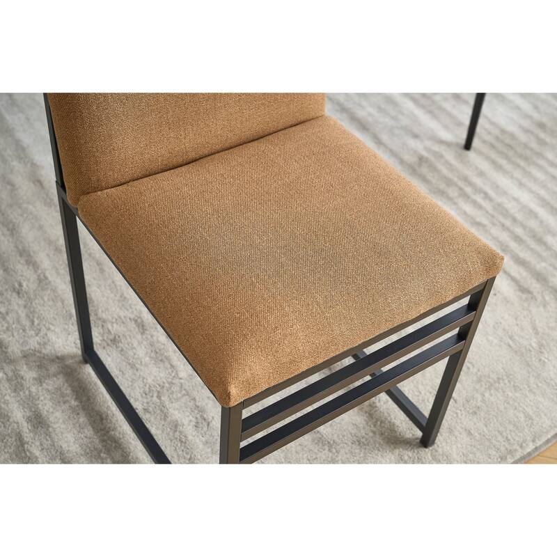Modern Linen 2 Piece Kitchen Dining Chair Set with Cushion, Backrest, Metal Legs for Dining Room Kitchen Living Room Bedroom