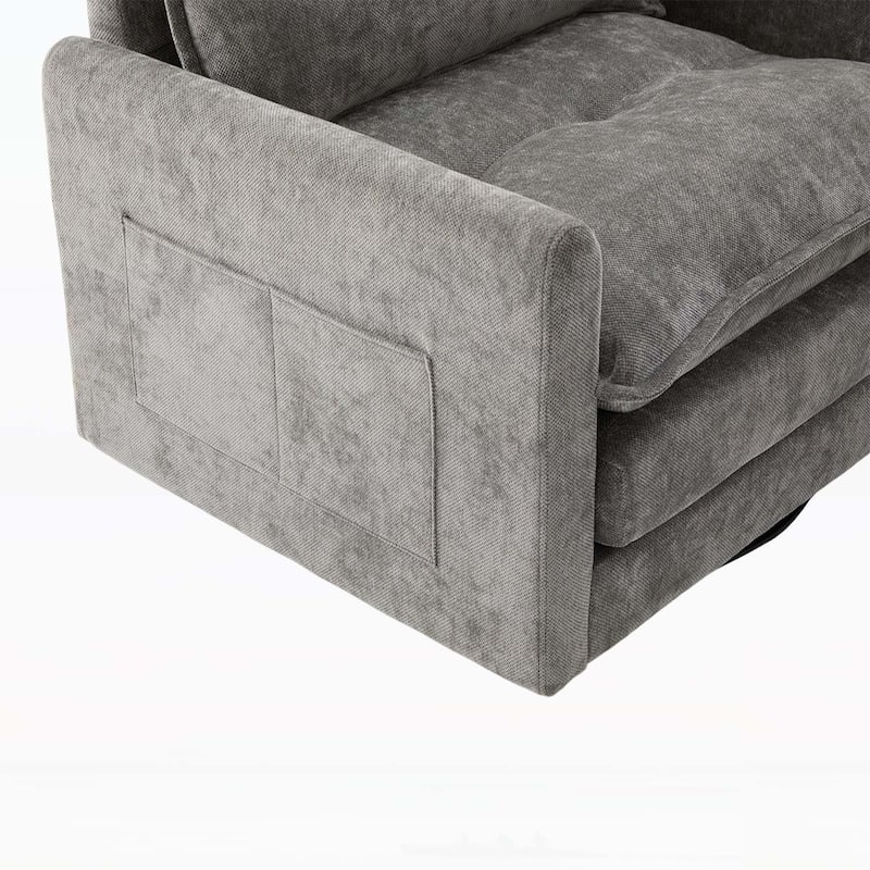 Swivel Barrel Chair - Mid Century Modern,Thick Padded,Metal Base