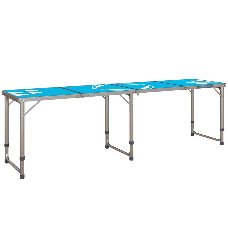 Outsunny 8ft Portable Beer Pong Table with Adjustable Legs, Folding Camping Table, Aluminum Picnic Table, for Birthday Party