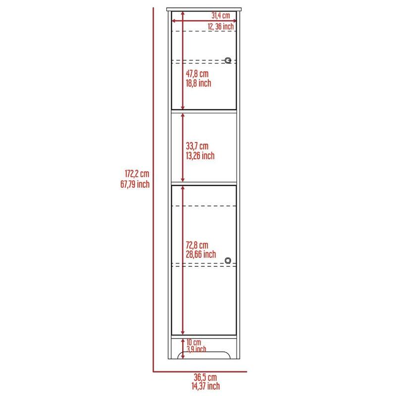 Ibis 14-inch Wide Linen Cabinet with Double Doors, 4 Interior Shelves, and 2 Cabinets