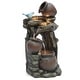 preview thumbnail 8 of 11, Rustic Pots on Tree Resin Outdoor Fountain with LED Lights