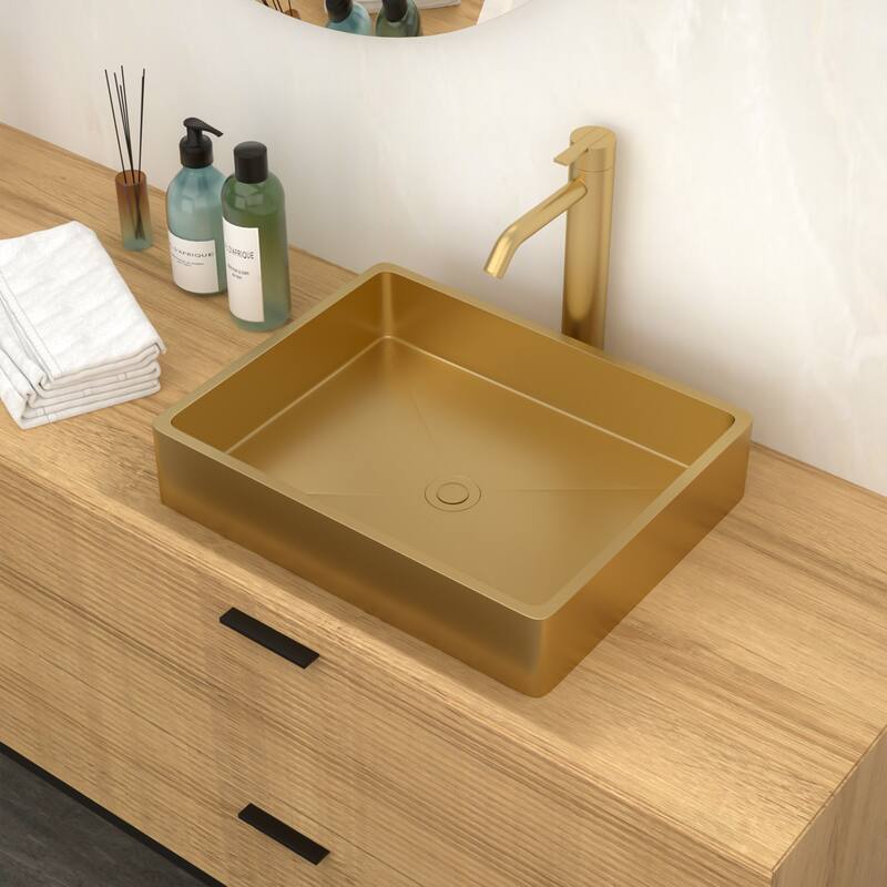 19" x 15" Stainless Steel Bathroom Sink with Pop-Up Drain