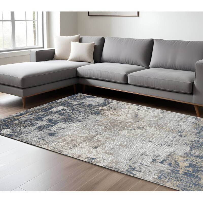 HomeRoots Abstract Contemporary Rectangle Area Rug - 114.00 in. x 90.00 in.  x 0.25 in.