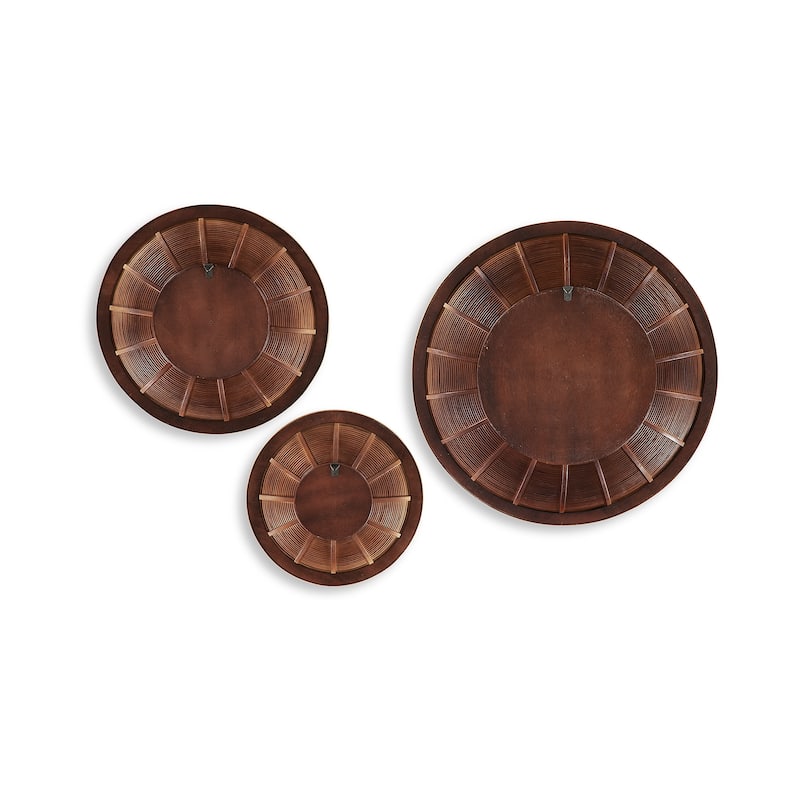 Signature Design by Ashley Idamond Indoor/Outdoor Beige/Black Wall Decor Set (Set of 3) - 24"W x 3"D x 24"H