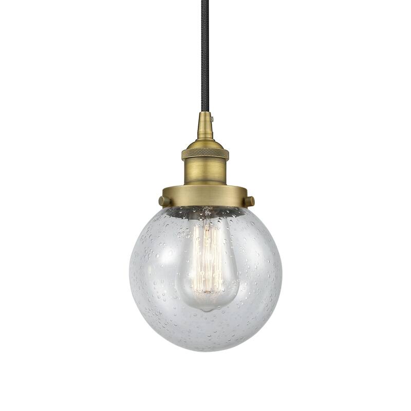 Innovations Lighting 616-1PH-10-6 Beacon Pendant Beacon 6" Wide Mini - Brushed Brass / Seedy