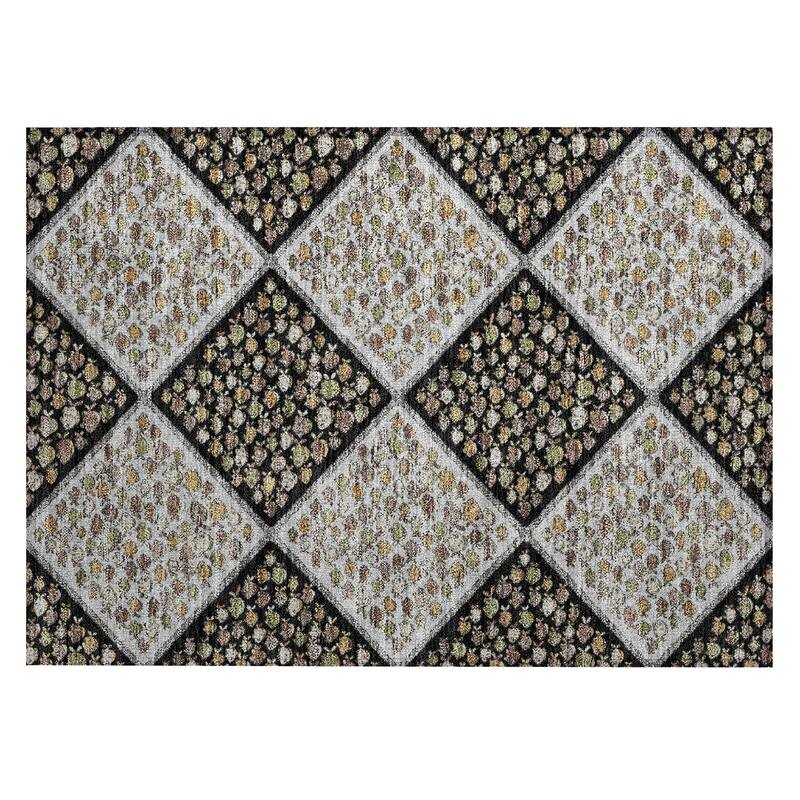 Machine Washable Indoor/ Outdoor Diamond Fish Chantille Rug