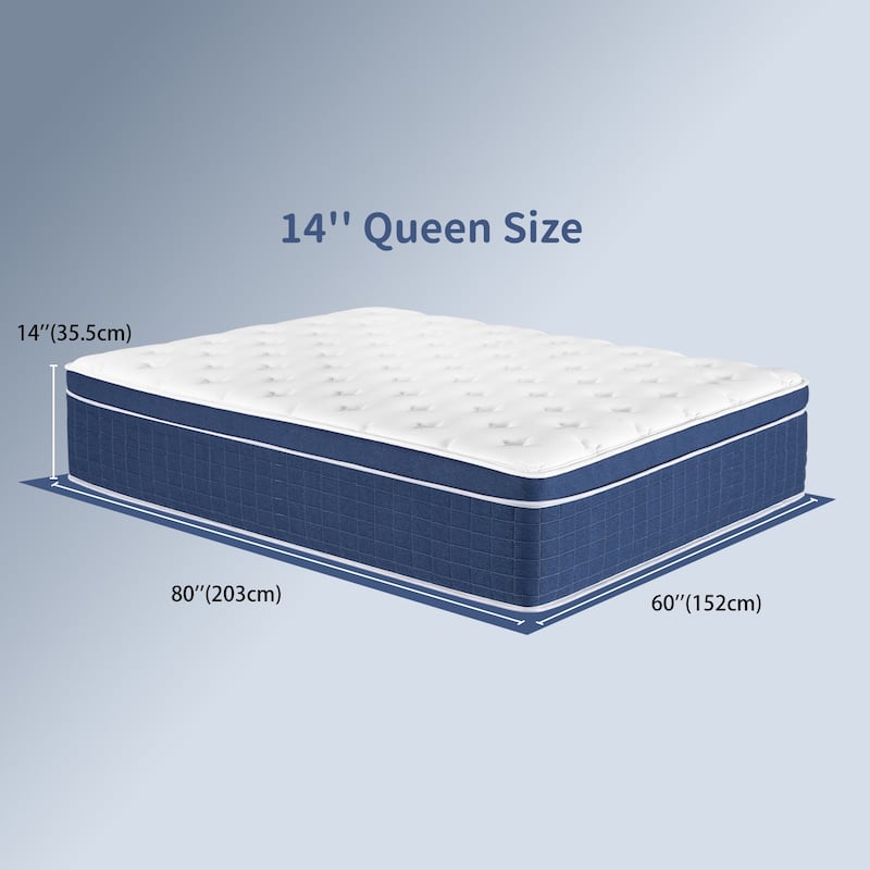 14" Queen Size Hybrid Mattress,Memory Foam,Pocket Springs,Medium Firm