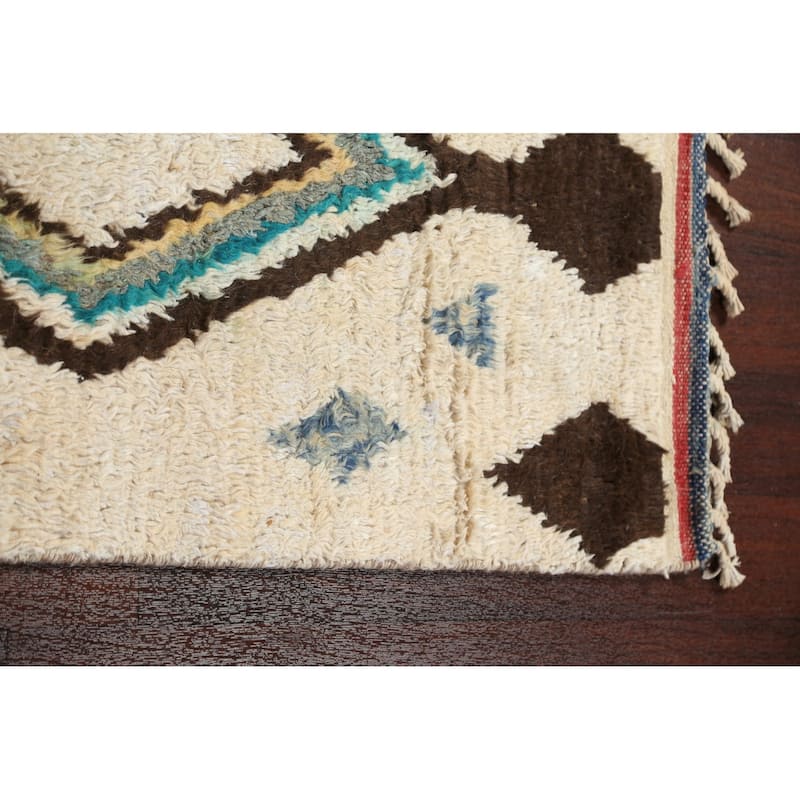 Tribal Geometric Moroccan Oriental Runner Rug Wool Hand-knotted Carpet - 2'6" x 12'8"