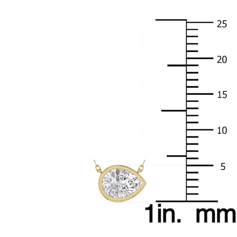 Marquee Lab Grown 3/4 Carat Pear Shaped Bezel Set Diamond Solitaire Pendant in 14K Yellow Gold