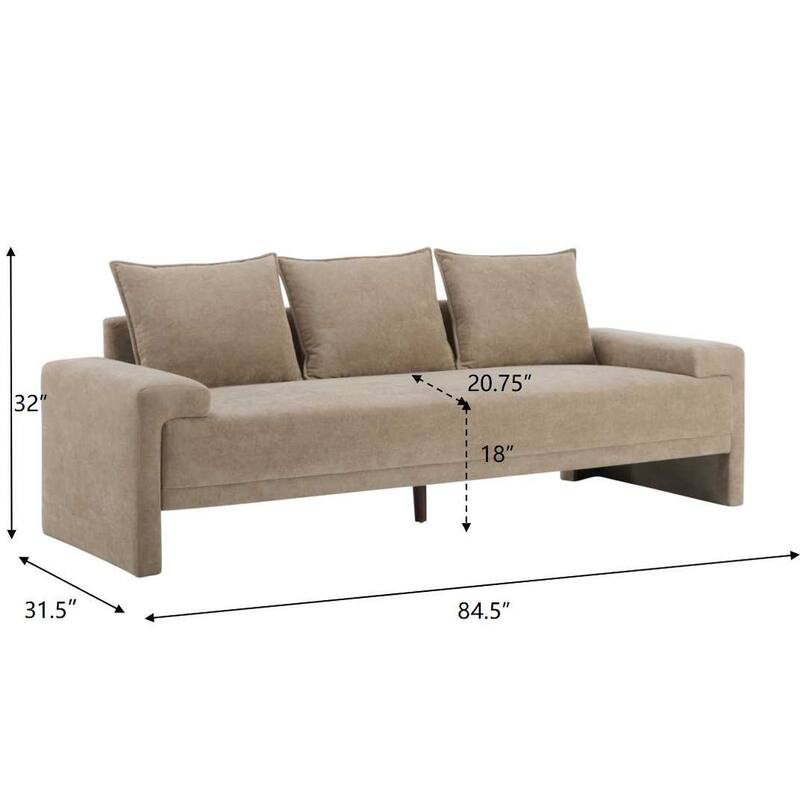 lgora Modern Upholstered 3-Seater Sofa with Wooden Frame Support