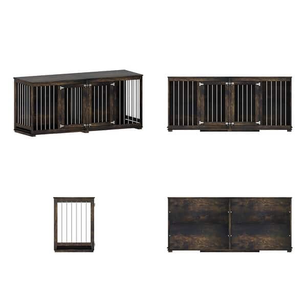 Lovinouse Furniture Style Dog Crate w/Double Room Wooden Dog
