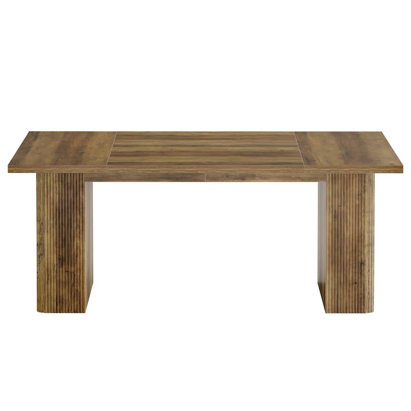 63'' Farmhouse Rectangle Dining Table for 4-6 with Double Pedestals