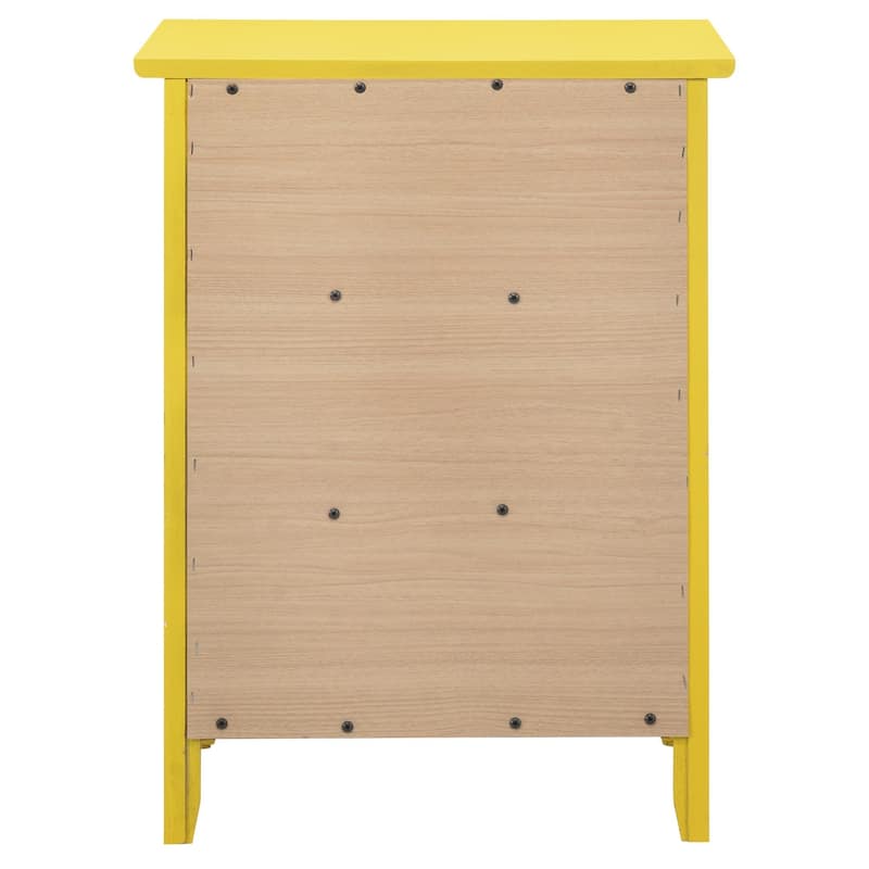 Modern classic solid wood nightstand, living room side table with three storage drawers and metal handles