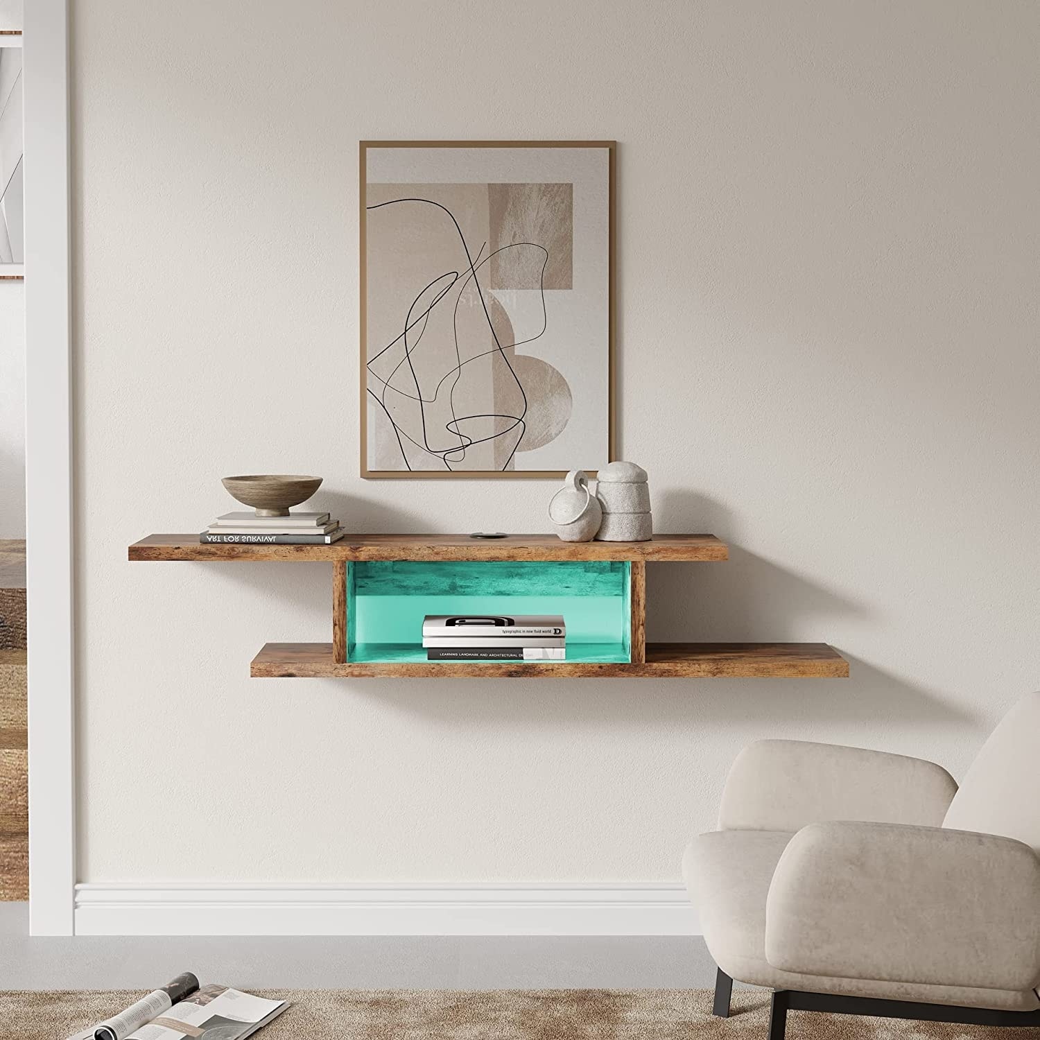 Wall mounted media console floating best sale tv stand component shelf fitueyes