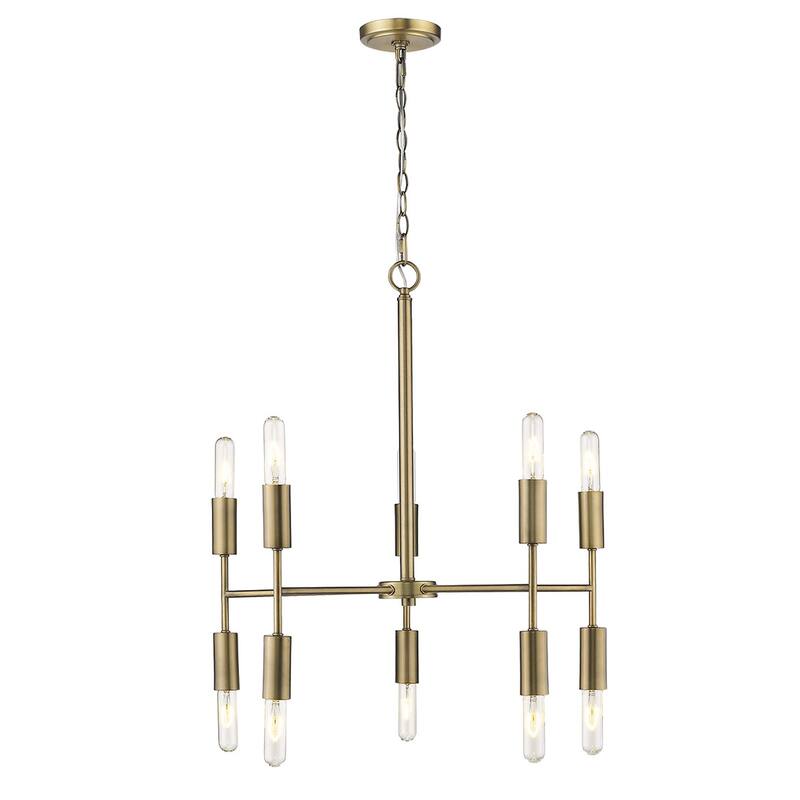 HomeRoots Brass Candle Style Ten Light Metal Dimmable Chandelier - 26' X '26' X '26