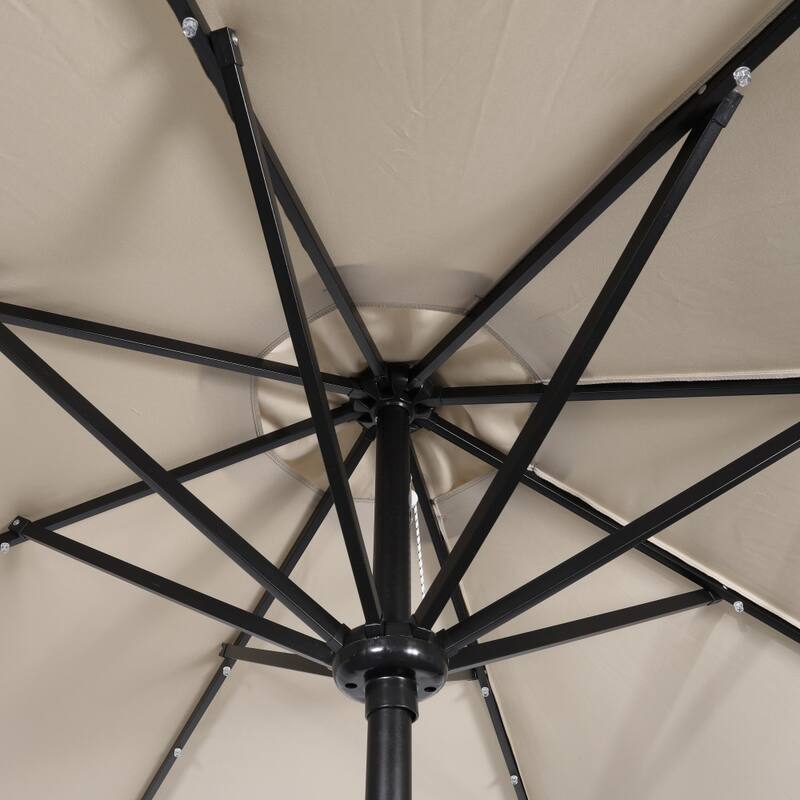 Commercial 9 FT Solar LED Light Umbrella with Crank and Tilt Functions