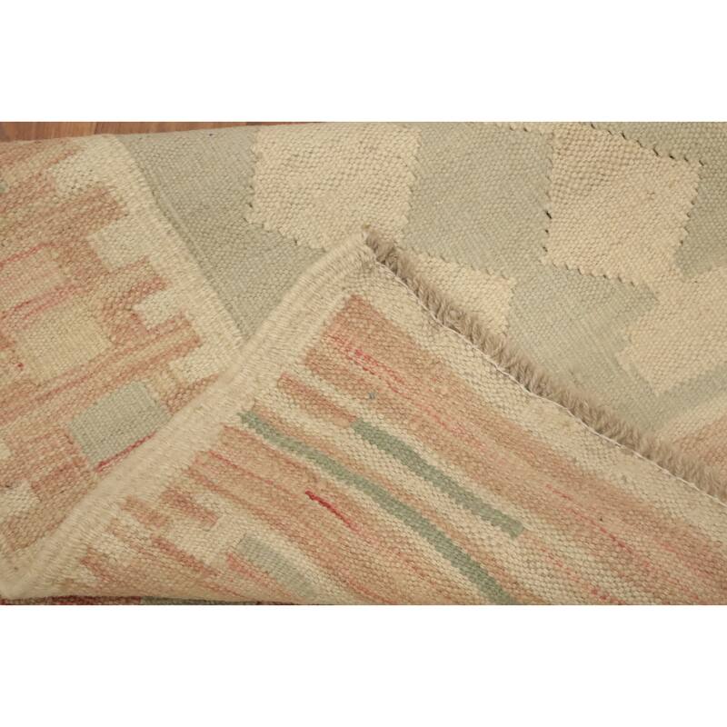 Hand Woven Oriental 100% Wool Carpet Southwestern Tribal Greys & Charcoal Kilim Runner Rug - 6' 2'' X 2' 0''