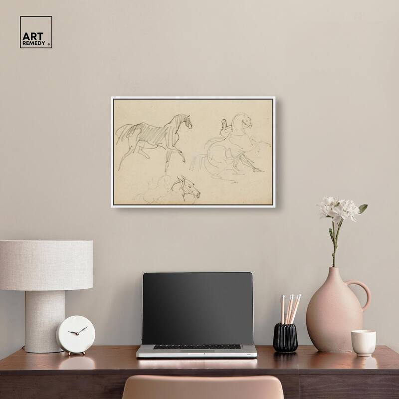 Gericault - Three horse studies Canvas by Art Remedy