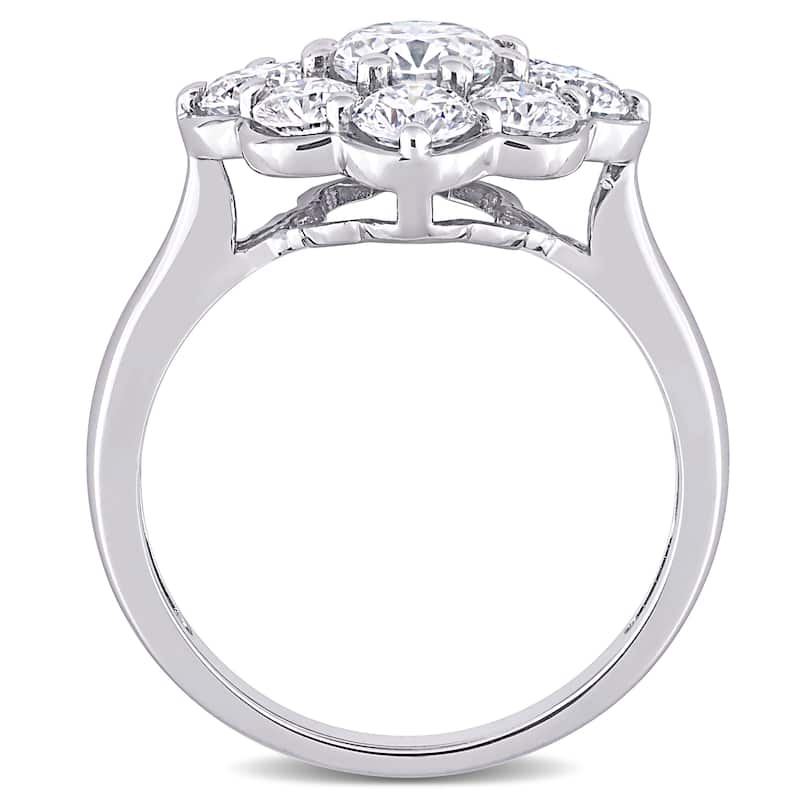 Miadora 2 3/8ct DEW Moissanite Halo Floral Engagement Ring in 10k White Gold