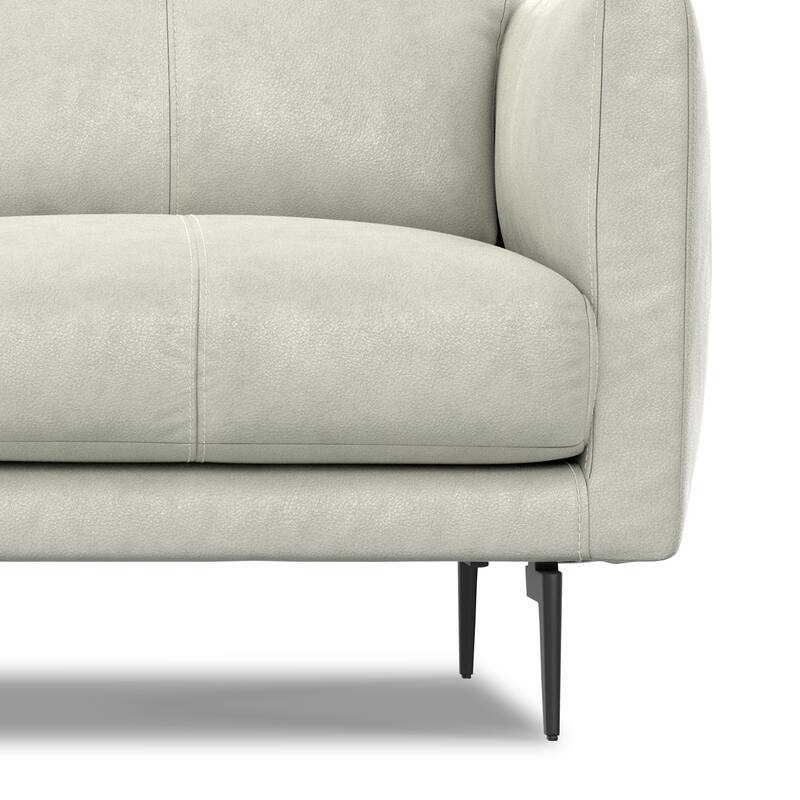 WYNDENHALL Danbury 60 inch Wide Genuine Leather Loveseat Sofa