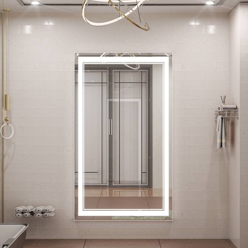 Keonjinn LED Front Light Bathroom Vanity Wall Mirror, 3 Color Temperatures, Anti-fog