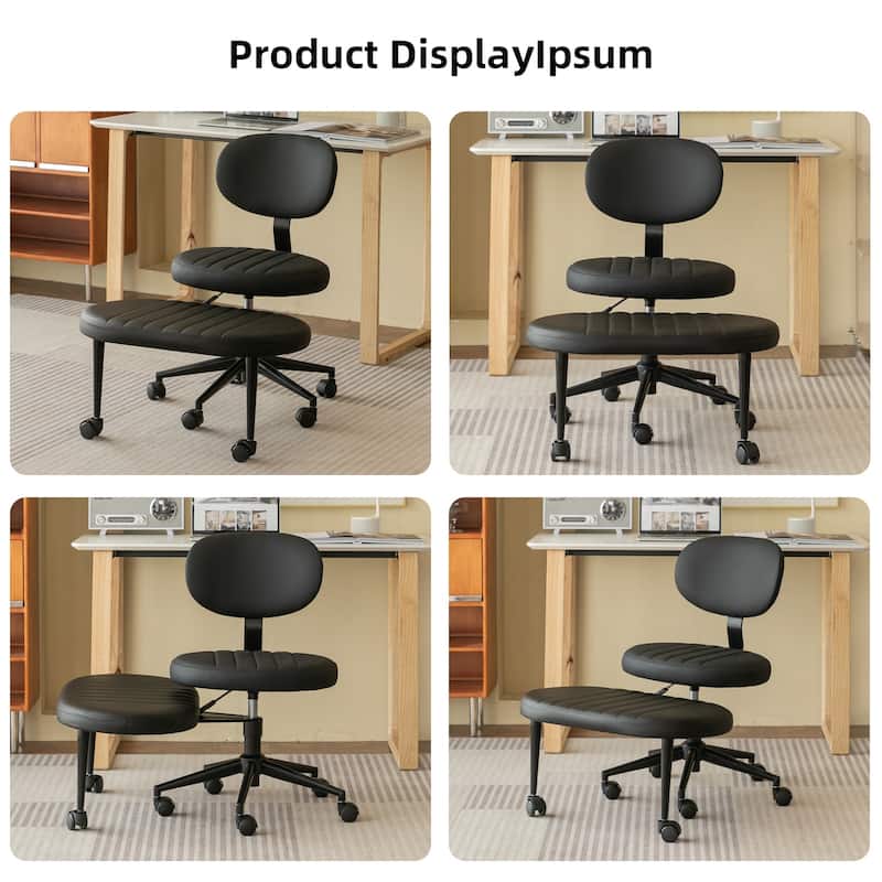 Ergonomic Office Chair-Multi-Position Cross Legged Design, Swivel Meditation Desk Chair with Back Support & Rolling Base
