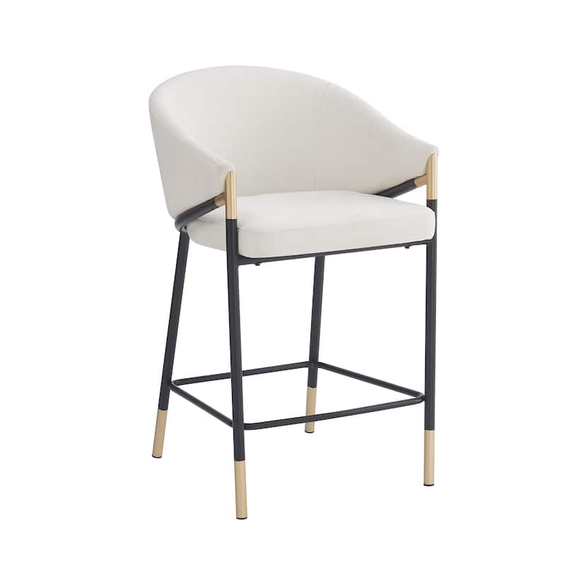 Christopher Knight Home - Soleil Modern 26" Seat Height Bar Stool with Curved Armrests & Gold Accents