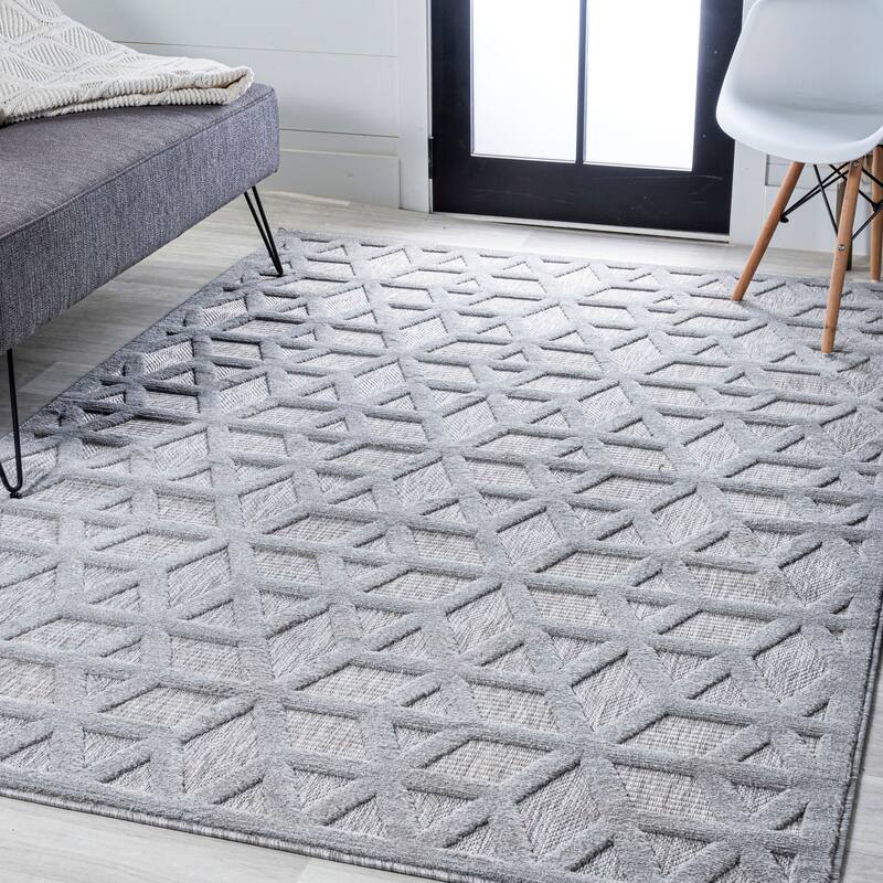 JONATHAN Y Peralta Neutral Geometric Indoor/Outdoor Area Rug