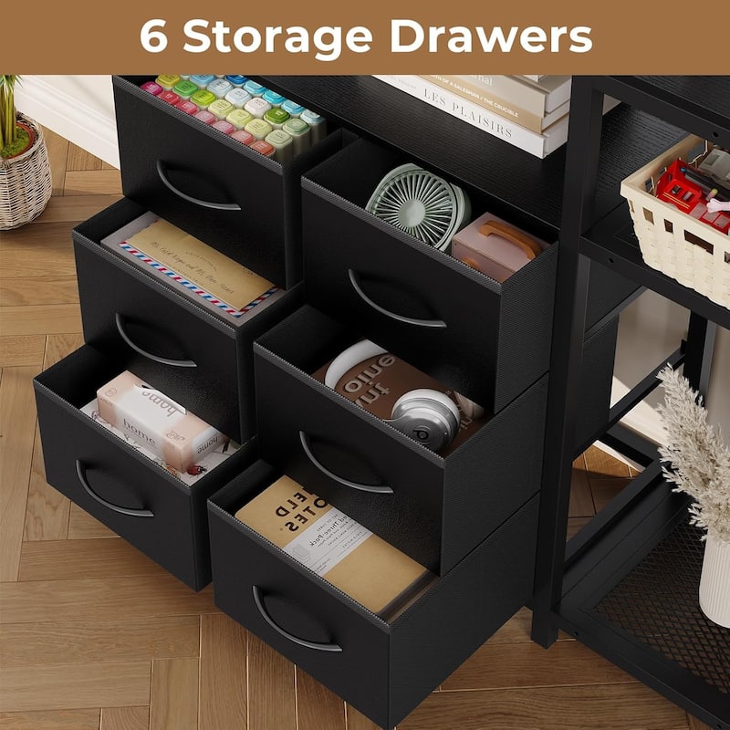 Corner Bookshelf 6 Fabric Drawers Bookcase Display Shelf