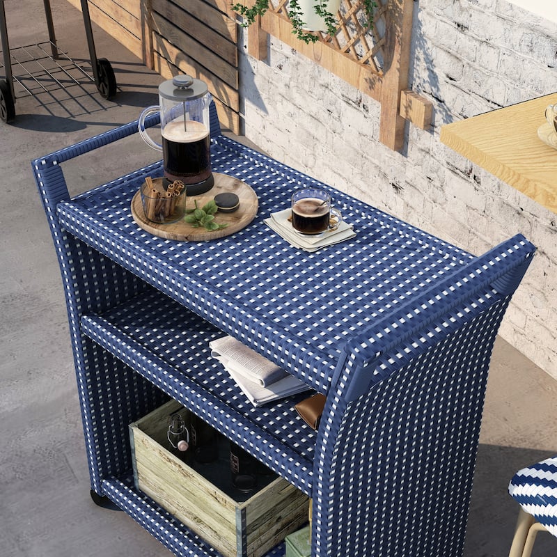 Courtnie French Aluminum 3-Shelf Outdoor Serving Cart by Furniture of America