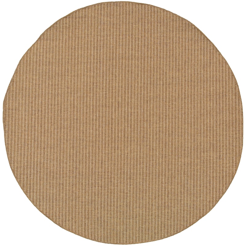 Style Haven Veranda Verticle Stripes Indoor-Outdoor Light Brown Rug - 7'10" Round - Brown/Light Brown