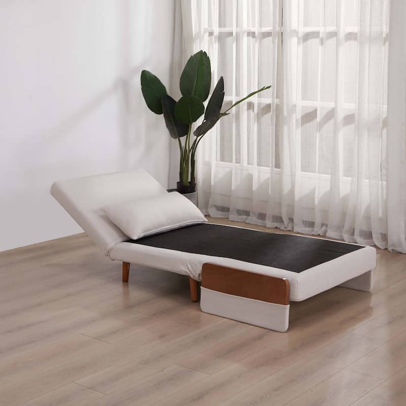 Convertible Sleeper Sofa, Single-Seater Sofa Bed with Adjustable Backrest, DayBed with Silent Hinges - Beige