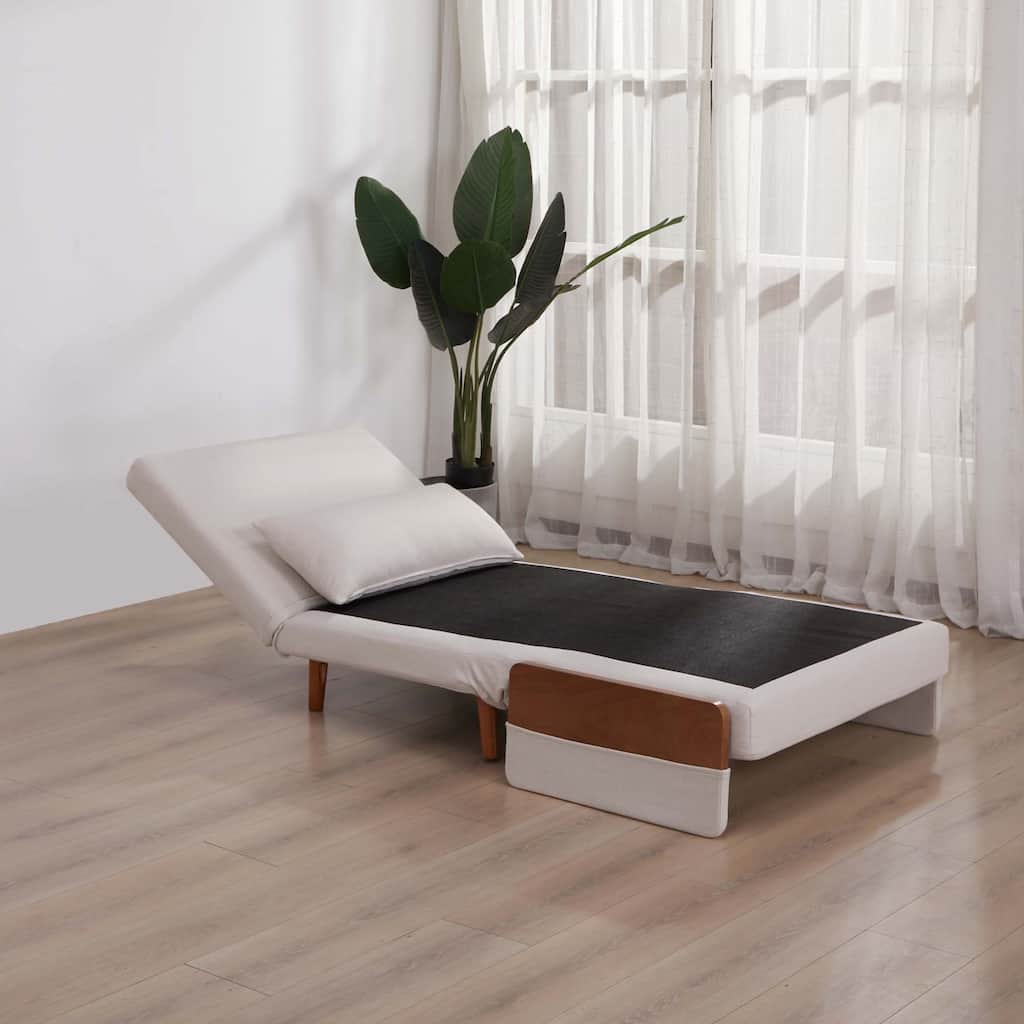 Modern Foldable Sofa Bed - Single Sleeper with Linen Fabric, 6-Level Adjustable Backrest, Converts in 10 Sec, Silent Hinges