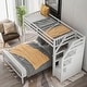preview thumbnail 6 of 33, Twin over Full Loft Bed with Staircase, Ladder with 3 Grids, White
